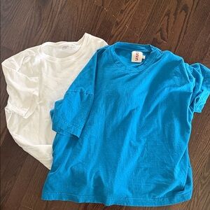 White Aritzia babaton tshirt and by Billie blue tshirt bundle